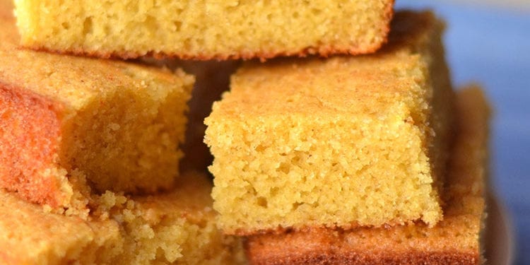 photo of cornbread squares on a plate