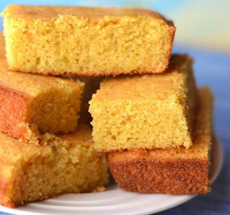 photo of cornbread squares on a plate