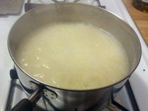 Grits in a pan