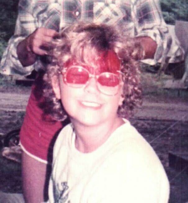Young Maryann at Camp with Pink glasses
