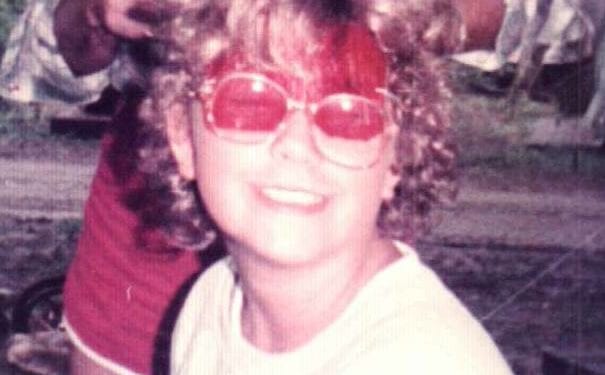 Young Maryann at Camp with Pink glasses