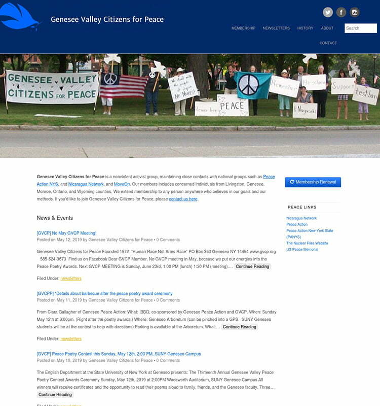 website screenshot - gvcp.org